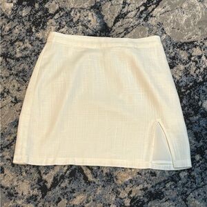 White Mini Linen American Threads Skirt Size S